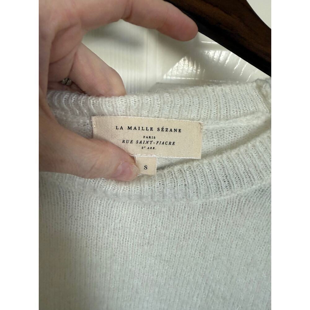 Sezane Louise Wool Mohair Striped Jumper Sweater Navy White Small - Picture 6 of 7